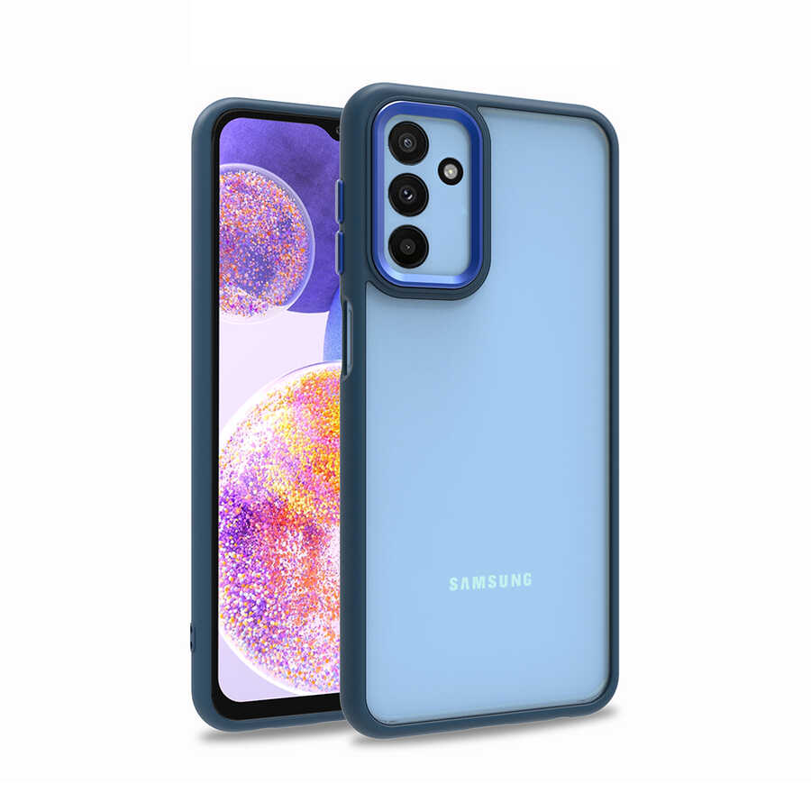 Galaxy Uyumlu M23 Kılıf Zore Flora Kapak-Mavi