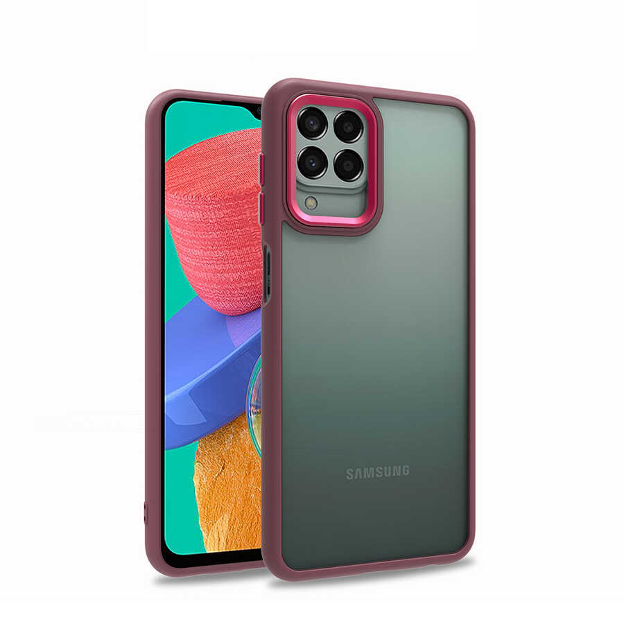Galaxy Uyumlu M33 Kılıf Zore Flora Kapak-Kırmızı