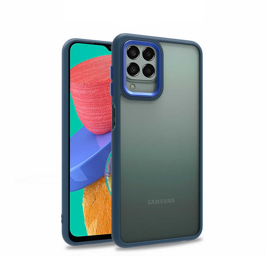 Galaxy Uyumlu M33 Kılıf Zore Flora Kapak-Mavi