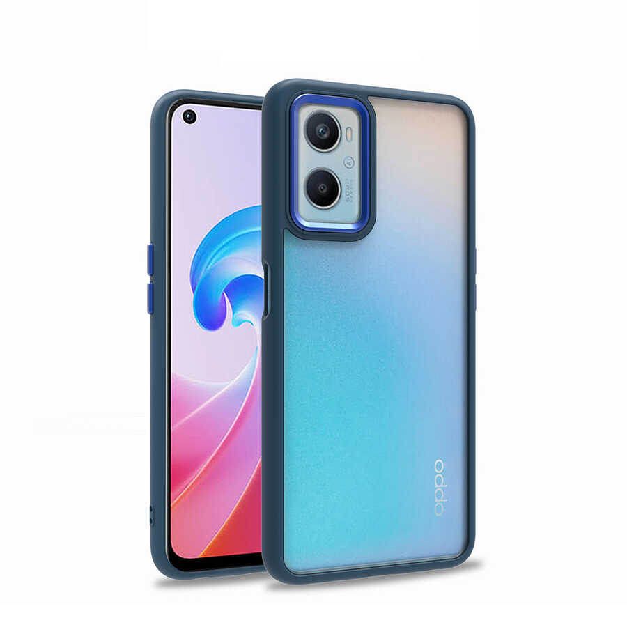 Oppo A76 Kılıf Zore Flora Kapak-Mavi