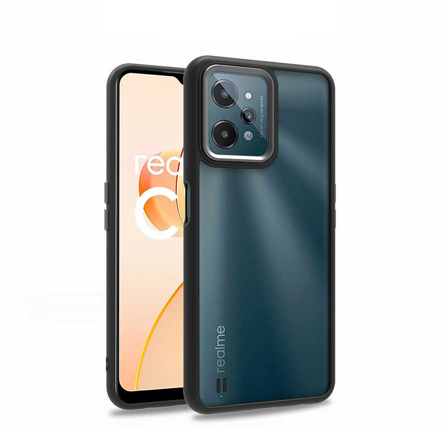 Realme C31 Kılıf Zore Flora Kapak-Siyah