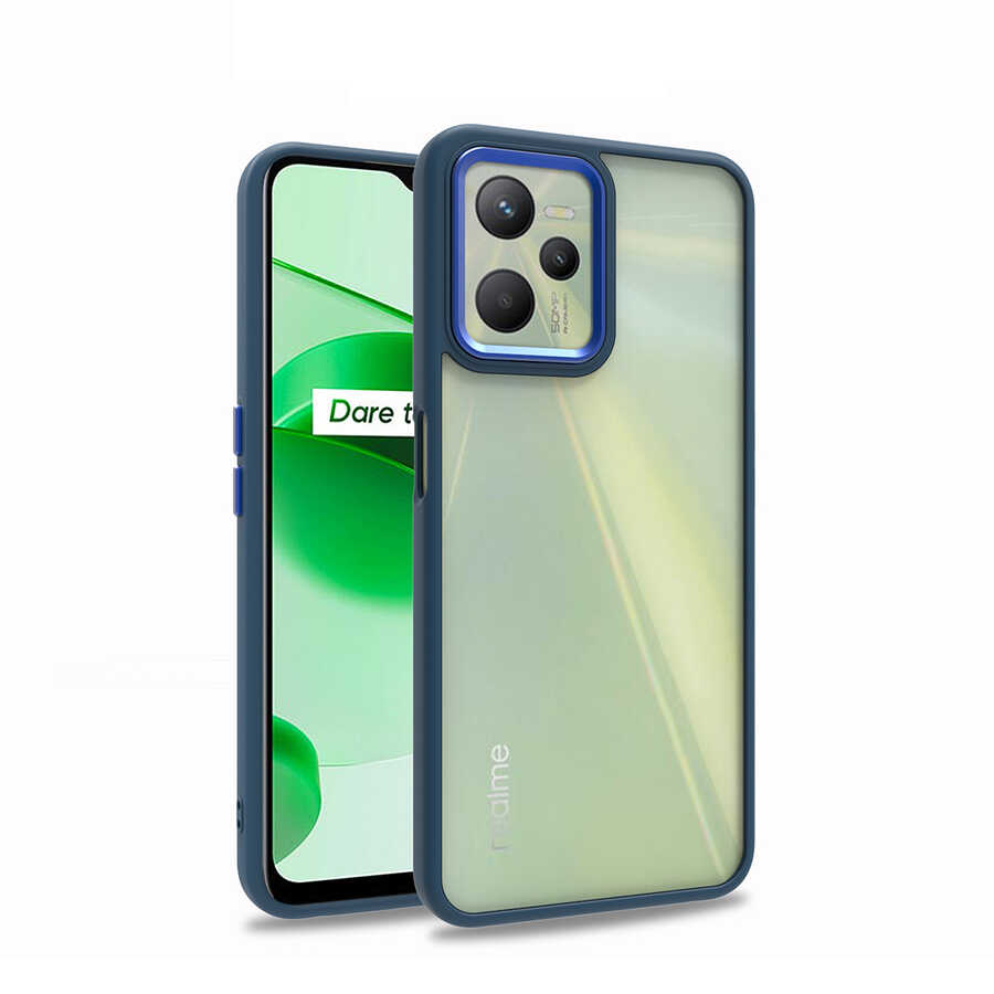 Realme C35 Kılıf Zore Flora Kapak-Mavi