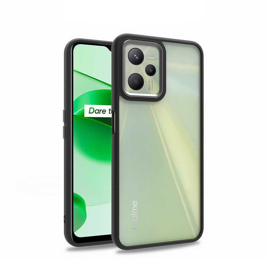 Realme C35 Kılıf Zore Flora Kapak-Siyah