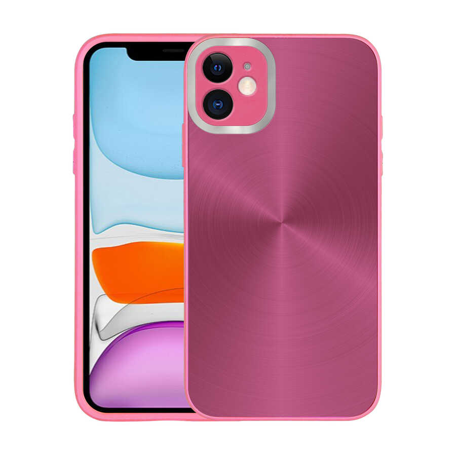 iPhone Uyumlu 11 Kılıf Kamera Korumalı Sert Zore Desa Kapak-Pembe koyu