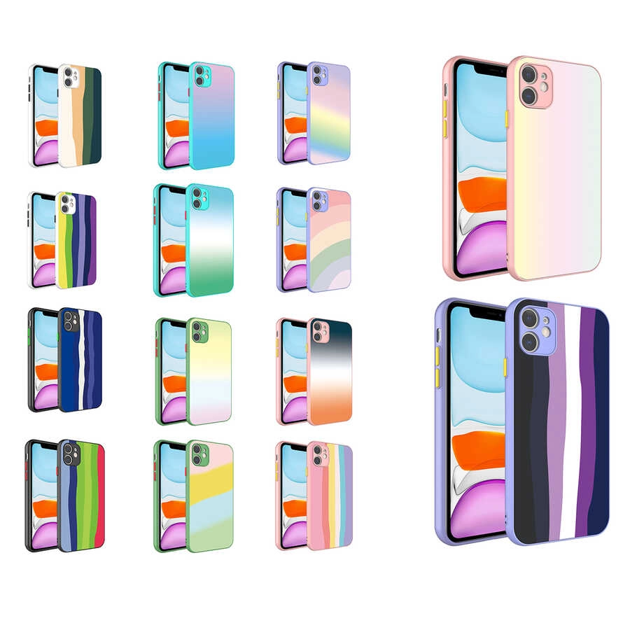 iPhone Uyumlu 11 Kılıf Kamera Korumalı Renkli Temperli Zore X-Cam Kapak