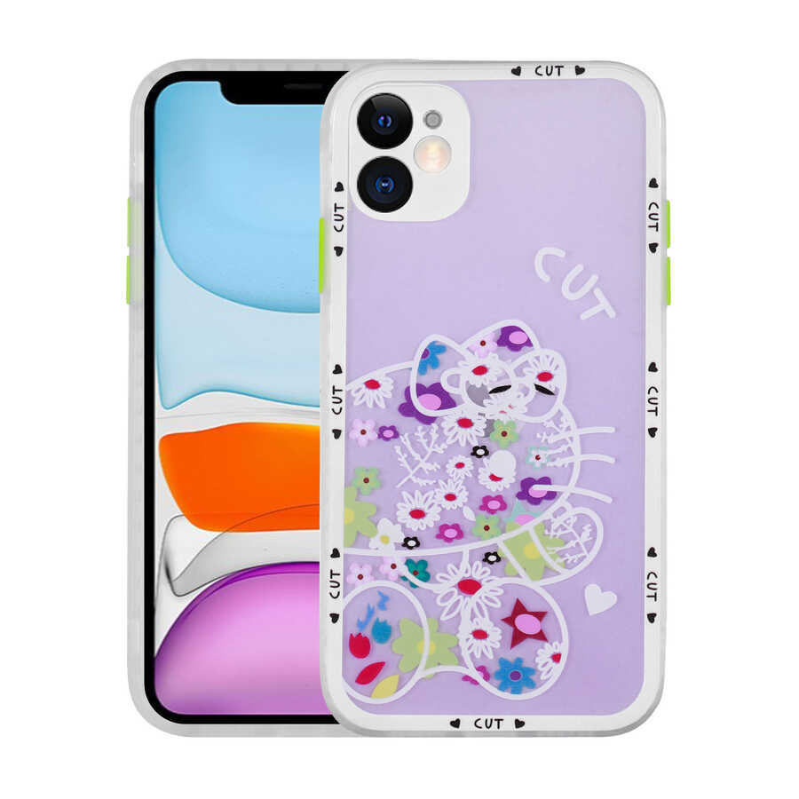 iPhone Uyumlu 11 Kılıf Kamera Korumalı Desenli Sert Zore Hess Kapak-No8