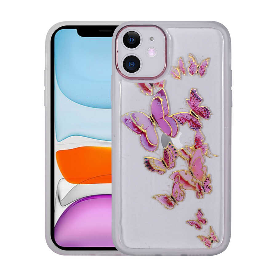 iPhone Uyumlu 11 Kılıf Figürlü Desenli Işıltılı Sert Zore Sos Kapak-No4