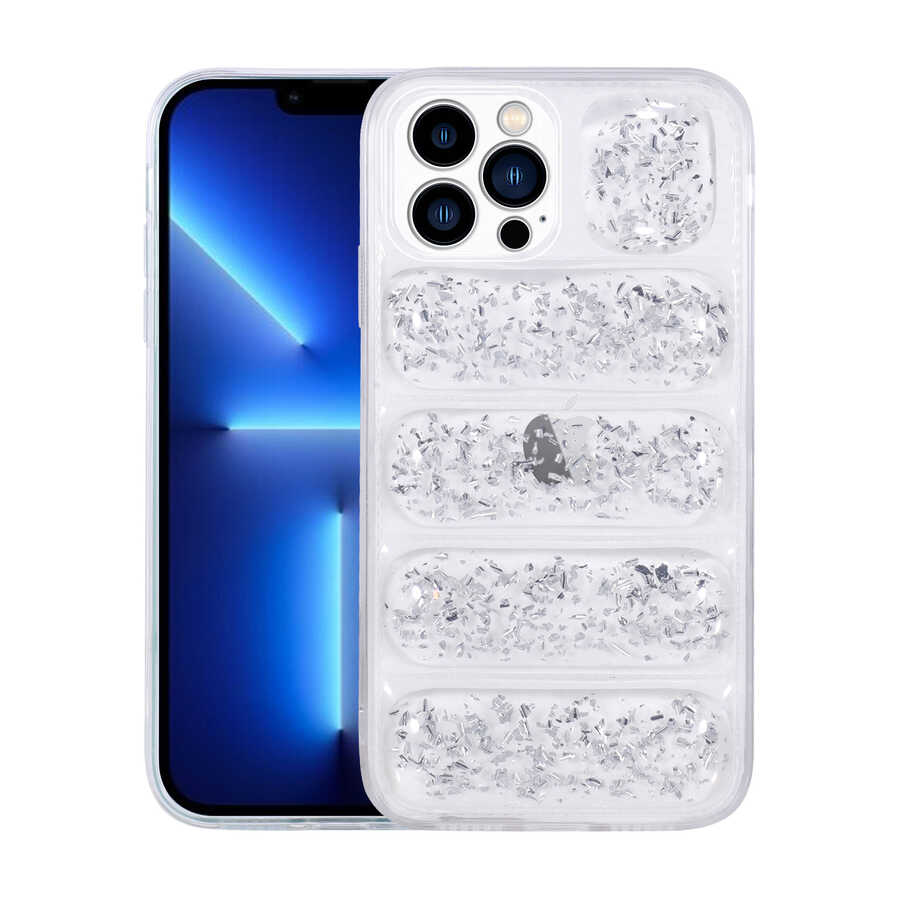 iPhone Uyumlu 12 Pro Max Kılıf Kamera Korumalı Simli Airbag’li Zore Dalga Kapak-Gümüş
