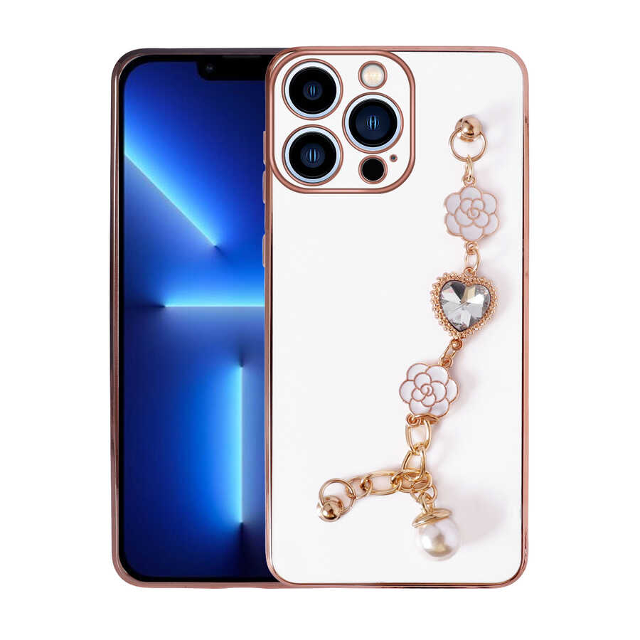 iPhone Uyumlu 12 Pro Kılıf El Tutamaçlı Kamera Korumalı Zore Taka Silikon Kapak-Beyaz