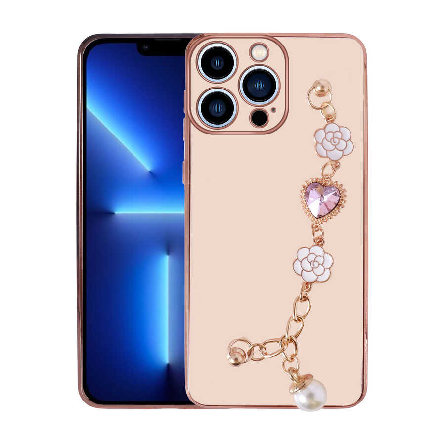 iPhone Uyumlu 13 Pro Max Kılıf El Tutamaçlı Kamera Korumalı Zore Taka Silikon Kapak-Pembe