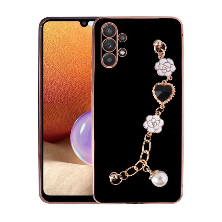 Galaxy Uyumlu A32 4G Kılıf El Tutamaçlı Kamera Korumalı Zore Taka Silikon Kapak-Siyah