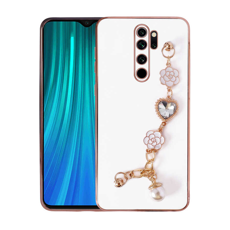 Xiaomi Uyumlu  Redmi Note 8 Pro Kılıf El Tutamaçlı Kamera Korumalı Zore Taka Silikon Kapak-Beyaz