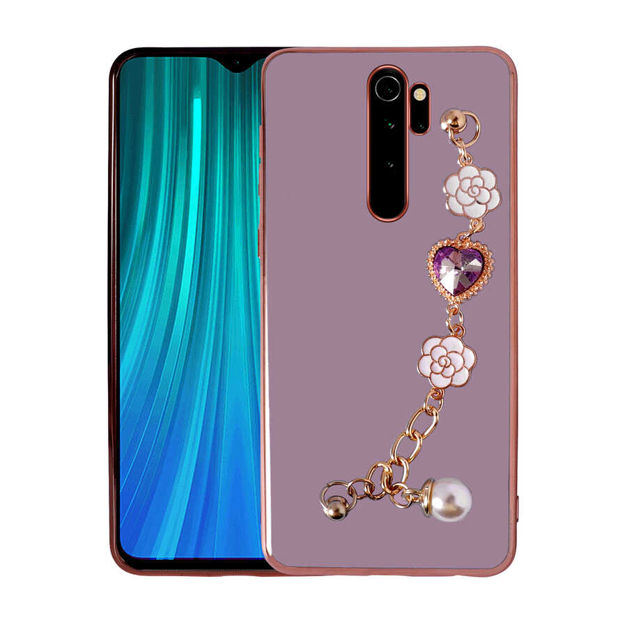 Xiaomi Uyumlu  Redmi Note 8 Pro Kılıf El Tutamaçlı Kamera Korumalı Zore Taka Silikon Kapak-Mor