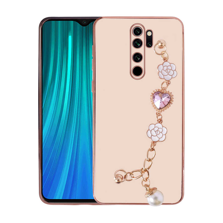 Xiaomi Uyumlu  Redmi Note 8 Pro Kılıf El Tutamaçlı Kamera Korumalı Zore Taka Silikon Kapak-Pembe
