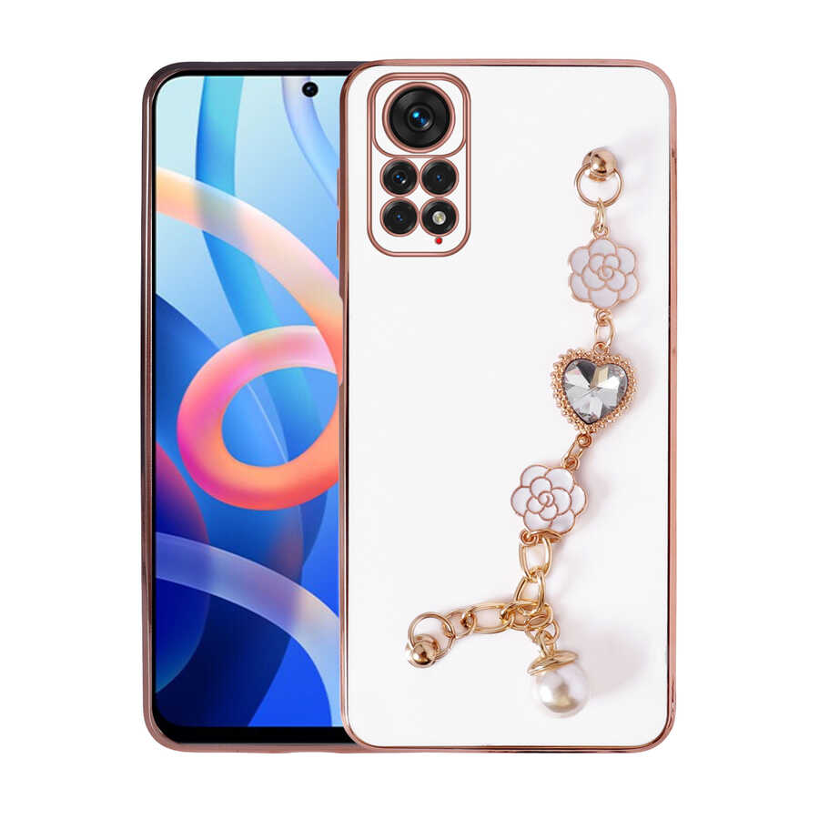 Xiaomi Uyumlu  Redmi Note 11 Global Kılıf El Tutamaçlı Kamera Korumalı Zore Taka Silikon Kapak-Beyaz