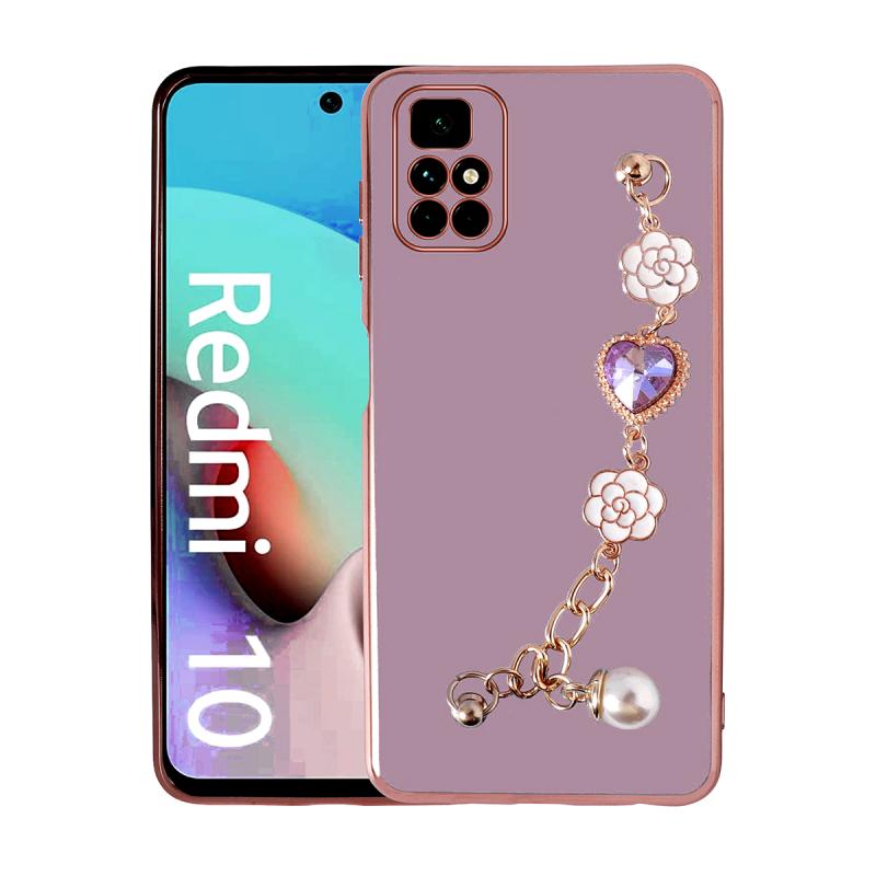 Xiaomi Uyumlu  Redmi 10 Kılıf El Tutamaçlı Kamera Korumalı Zore Taka Silikon Kapak-Mor