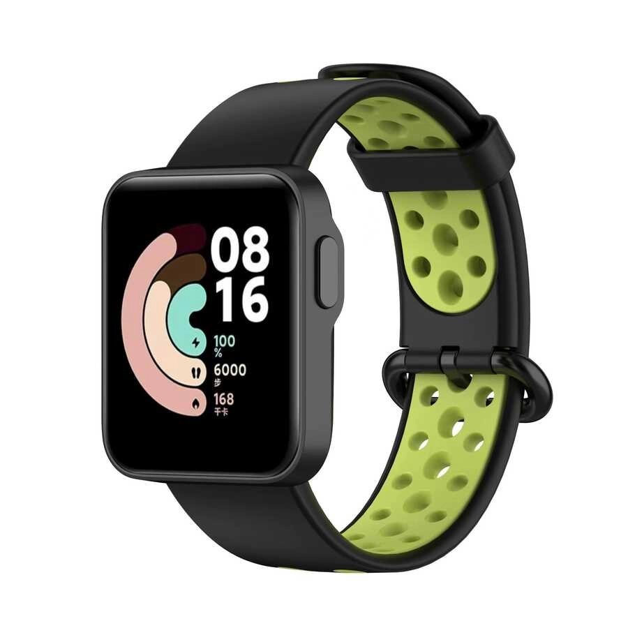 Xiaomi Uyumlu  Redmi Watch 2 Lite KRD-02 Silikon Kordon-Siyah-yeşil