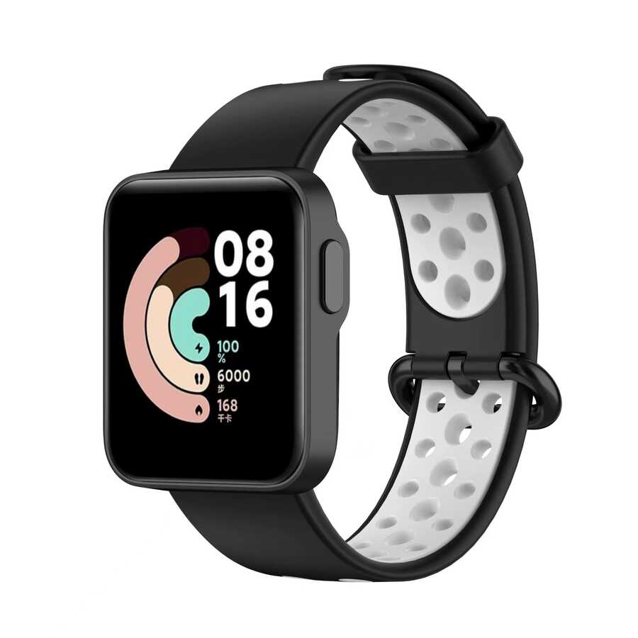Xiaomi Uyumlu  Redmi Watch 2 Lite KRD-02 Silikon Kordon-Siyah-beyaz