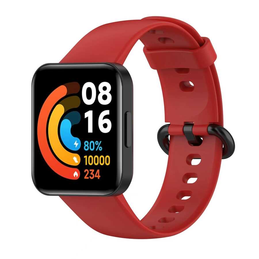 Xiaomi Uyumlu  Redmi Watch 2 Lite Zore Klasik Kordon-Kırmızı