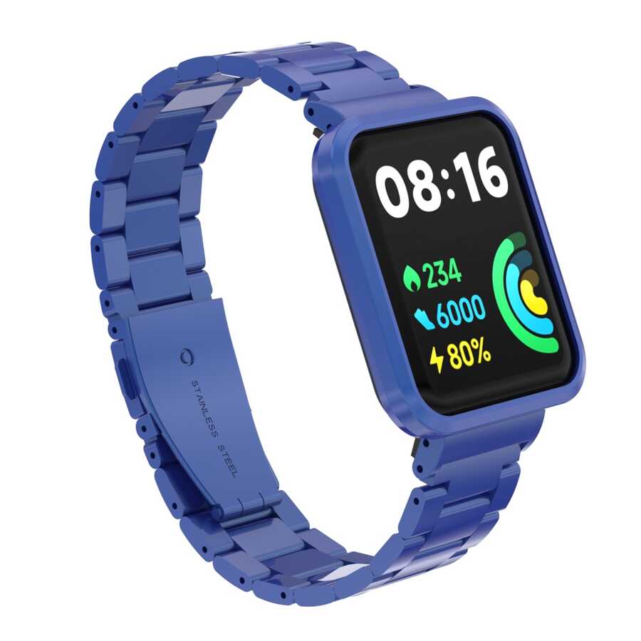 Xiaomi Uyumlu  Redmi Watch 2 Lite Zore KRD-60 Metal Kordon-Lacivert