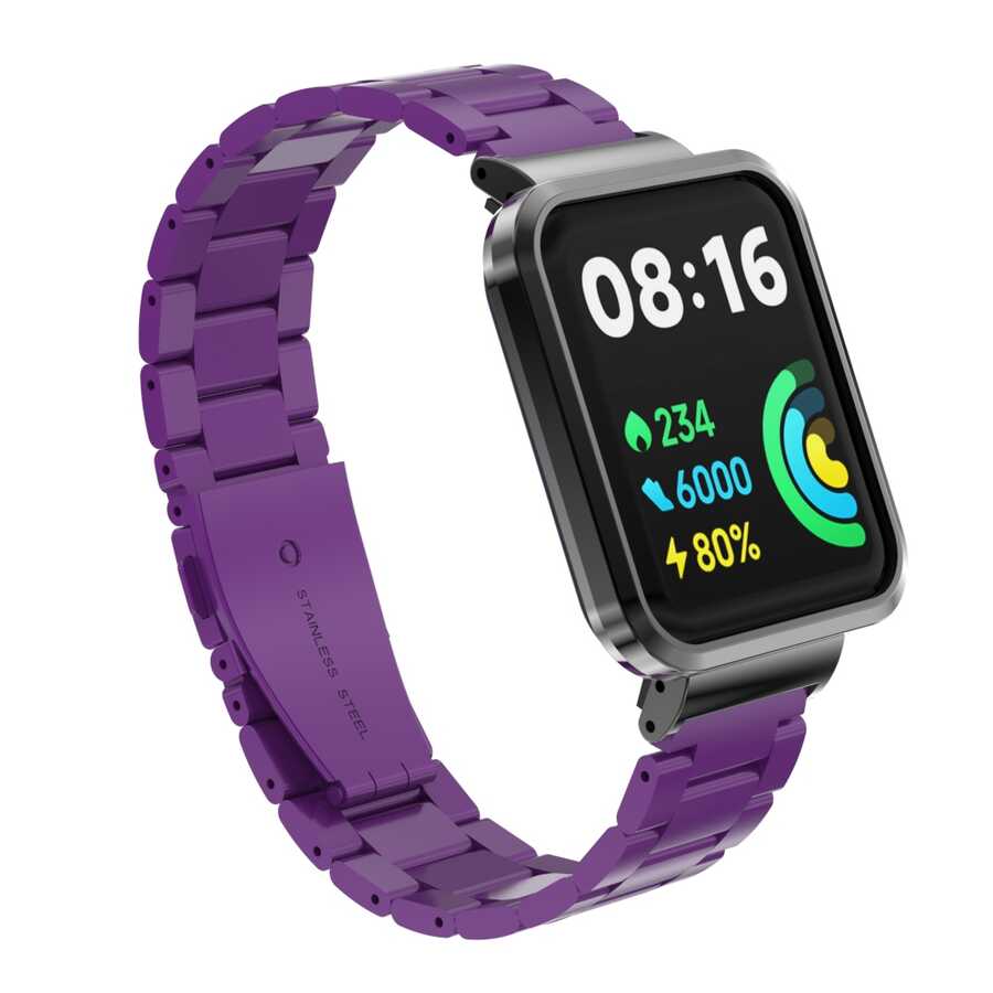 Xiaomi Uyumlu  Redmi Watch 2 Lite Zore KRD-60 Metal Kordon-Mor