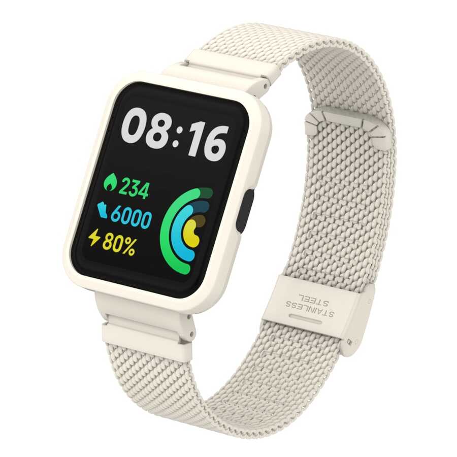 Xiaomi Uyumlu  Redmi Watch 2 Lite Zore KRD-66 Metal Kordon-Krem