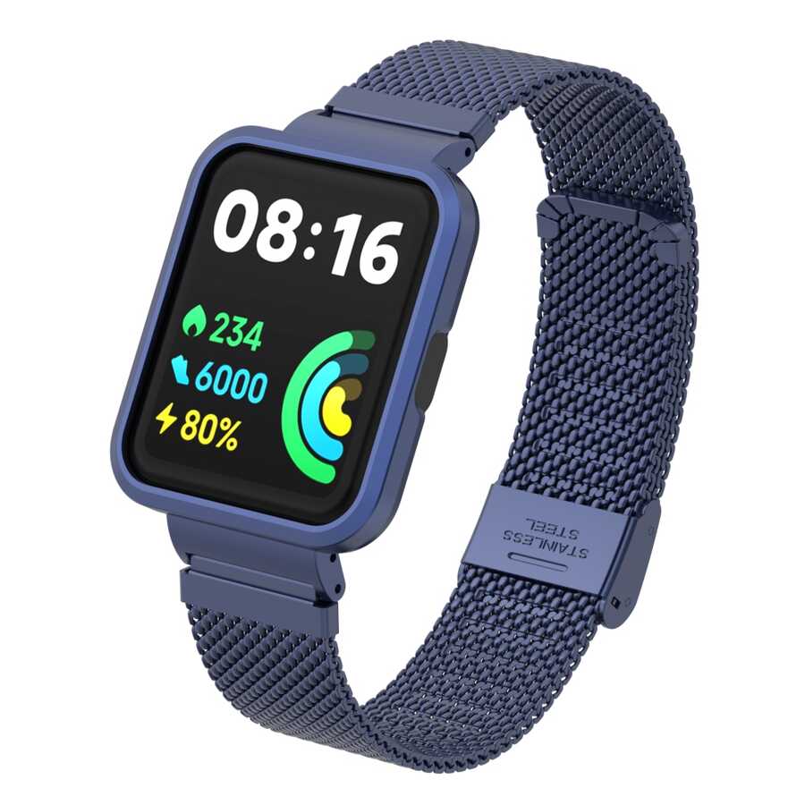 Xiaomi Uyumlu  Redmi Watch 2 Lite Zore KRD-66 Metal Kordon-Lacivert