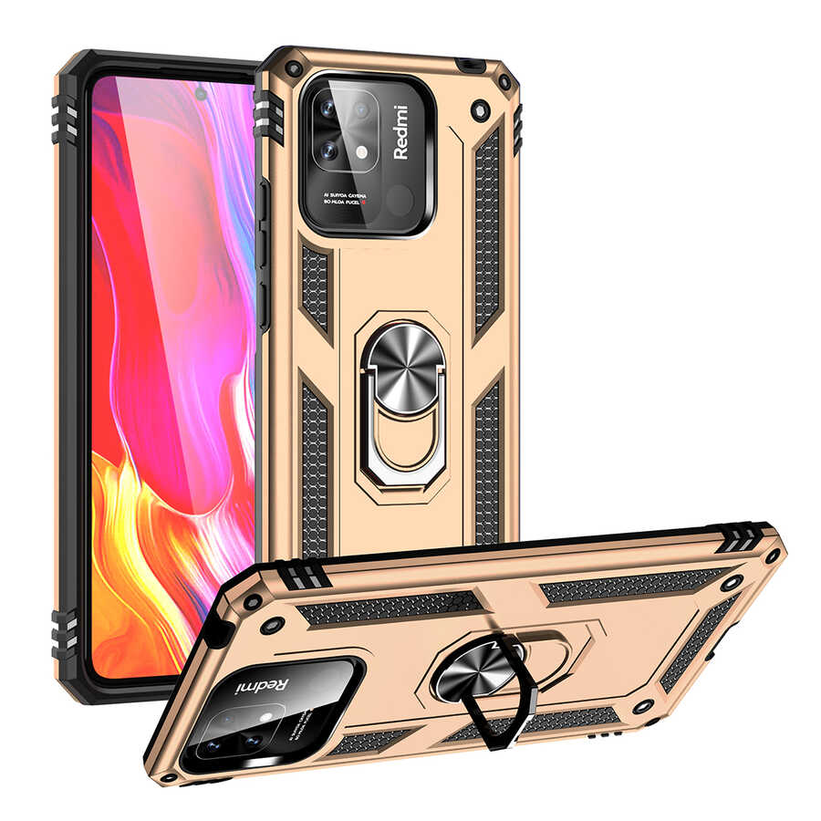 Xiaomi Uyumlu  Poco C40 Kılıf Zore Vega Kapak-Gold
