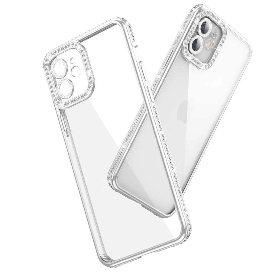 iPhone Uyumlu 12 Kılıf Kamera Korumalı Taşlı Zore Mina Kapak