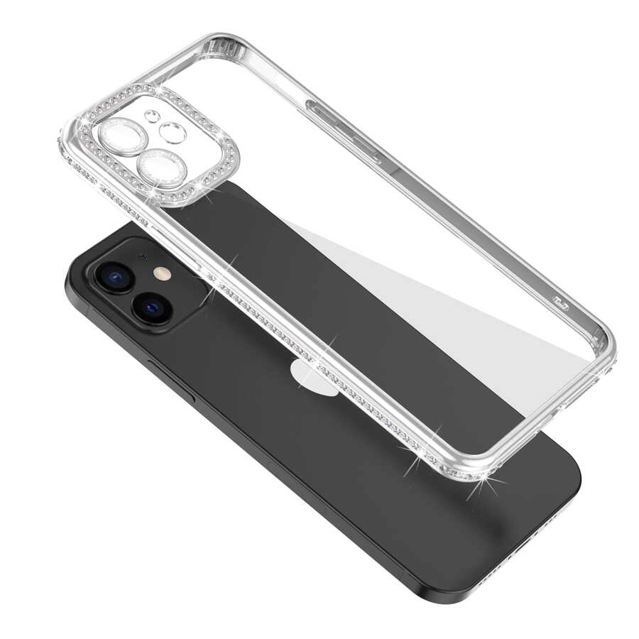 iPhone Uyumlu 12 Kılıf Kamera Korumalı Taşlı Zore Mina Kapak