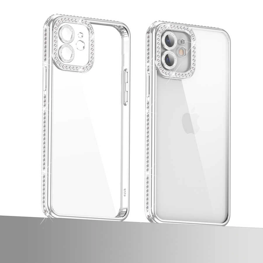 iPhone Uyumlu 12 Kılıf Kamera Korumalı Taşlı Zore Mina Kapak