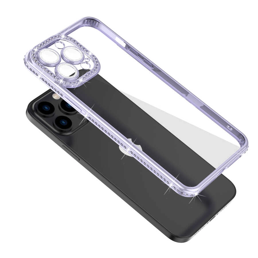 iPhone Uyumlu 12 Pro Max Kılıf Kamera Korumalı Taşlı Zore Mina Kapak