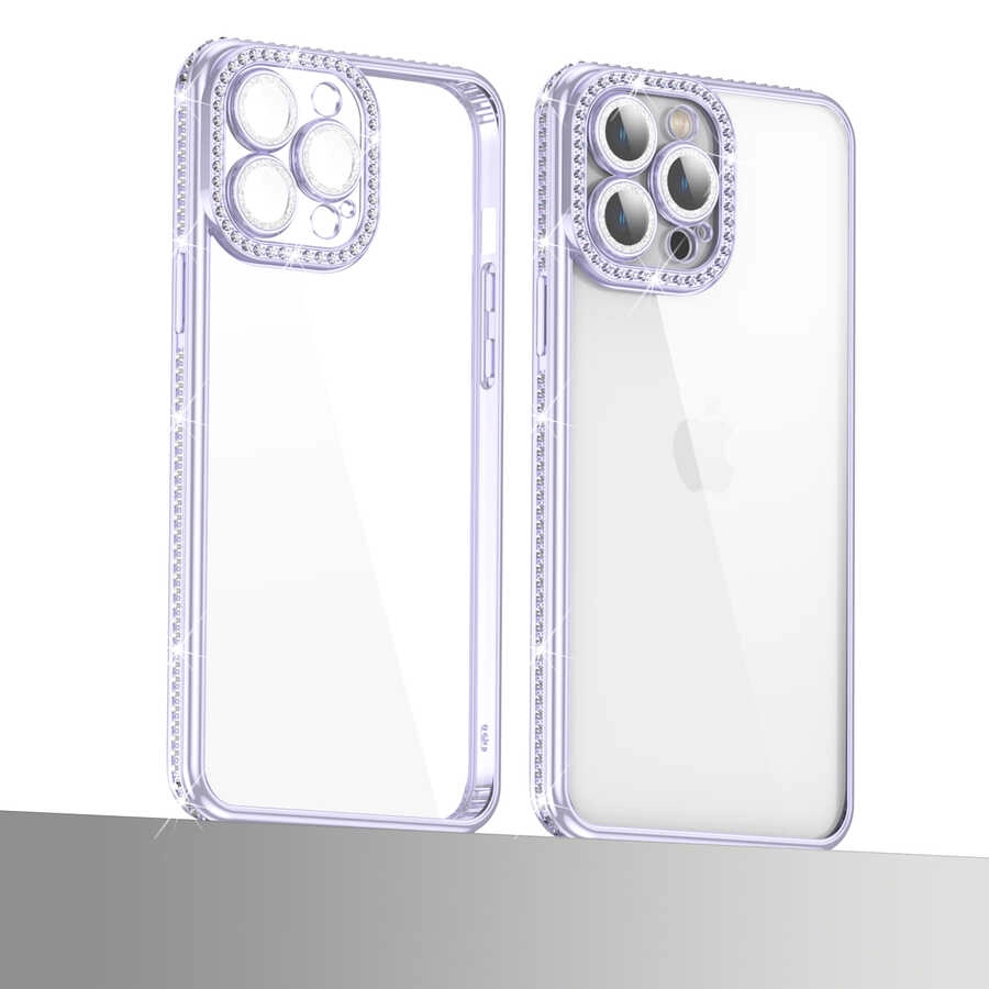iPhone Uyumlu 12 Pro Max Kılıf Kamera Korumalı Taşlı Zore Mina Kapak