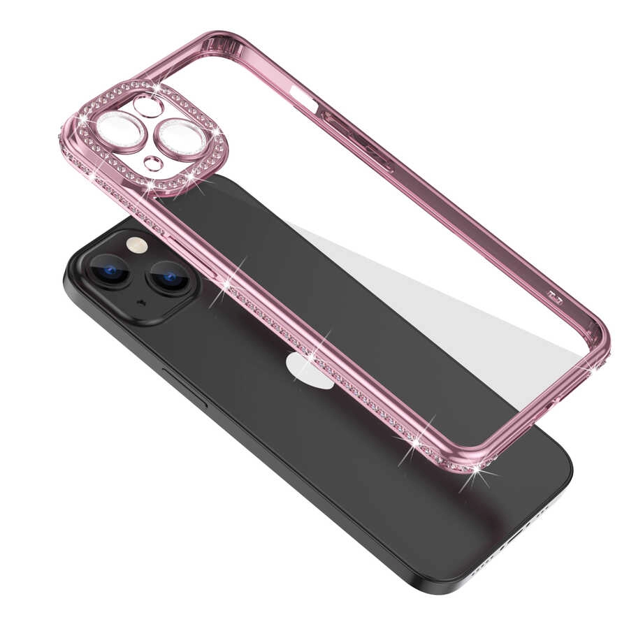 iPhone Uyumlu 13 Kılıf Kamera Korumalı Taşlı Zore Mina Kapak