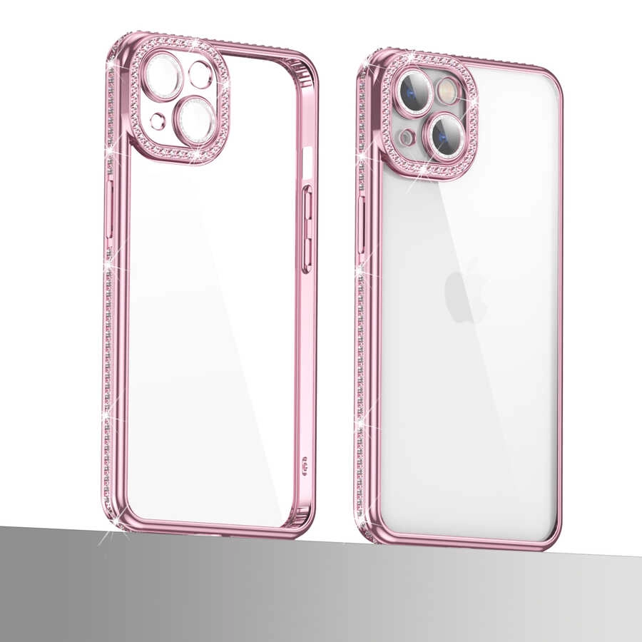 iPhone Uyumlu 13 Kılıf Kamera Korumalı Taşlı Zore Mina Kapak