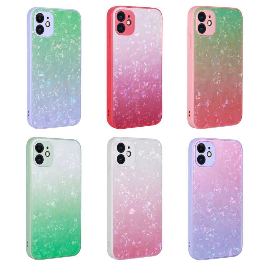 iPhone Uyumlu 11 Kılıf Renk Geçişli Mermer Desenli Sert Silikon Zore Granit Kapak