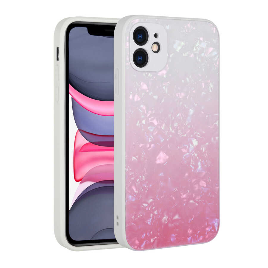 iPhone Uyumlu 11 Kılıf Renk Geçişli Mermer Desenli Sert Silikon Zore Granit Kapak-No1