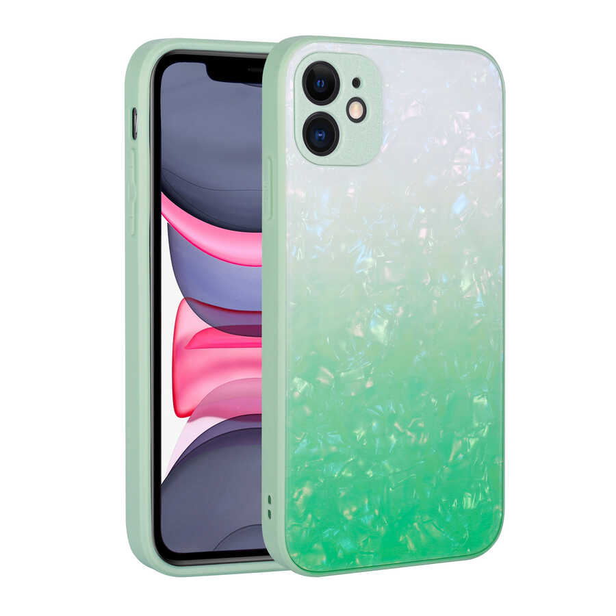 iPhone Uyumlu 11 Kılıf Renk Geçişli Mermer Desenli Sert Silikon Zore Granit Kapak-No5