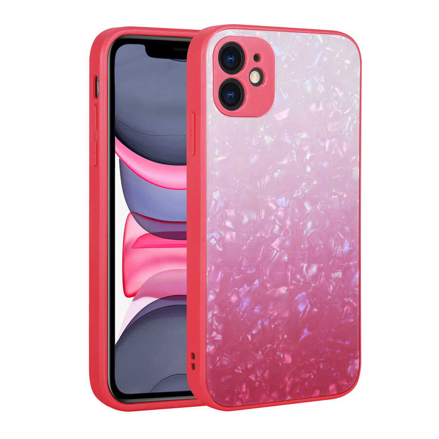 iPhone Uyumlu 11 Kılıf Renk Geçişli Mermer Desenli Sert Silikon Zore Granit Kapak-No6