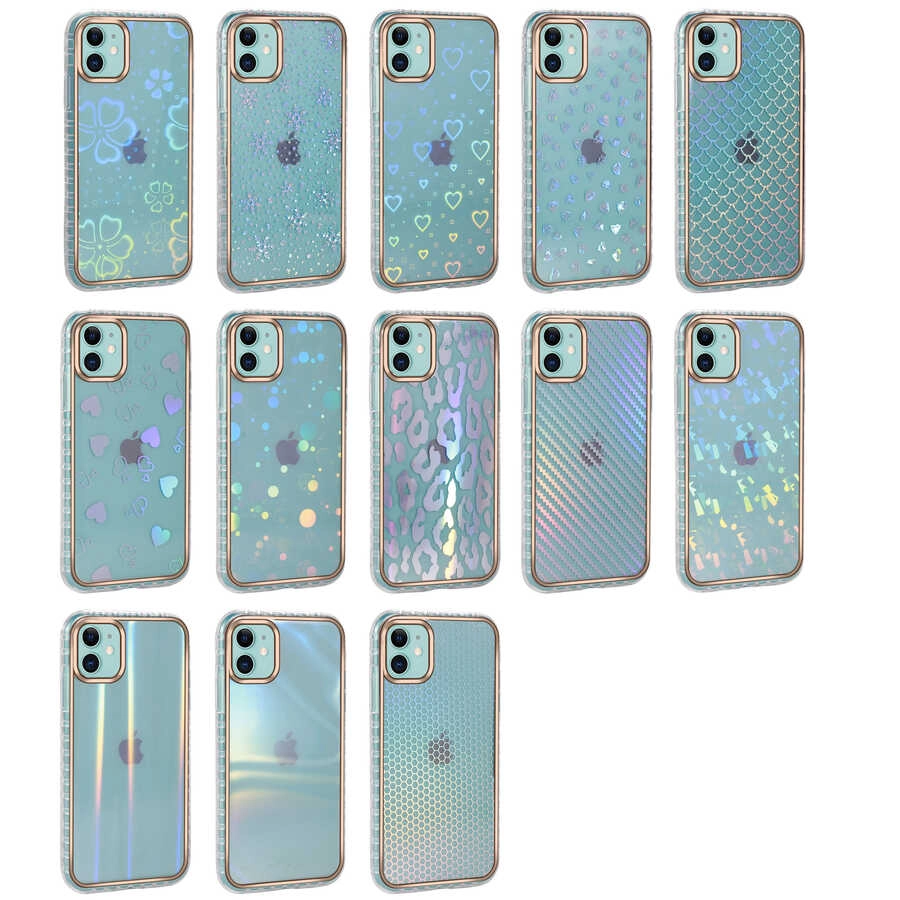 iPhone Uyumlu 11 Kılıf Desenli Parlayan Transparan Zore Avva Kapak