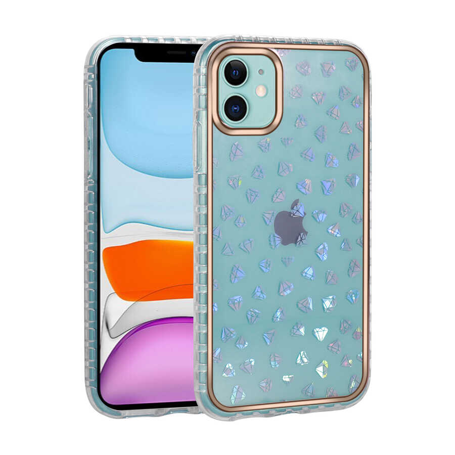 iPhone Uyumlu 11 Kılıf Desenli Parlayan Transparan Zore Avva Kapak-No10
