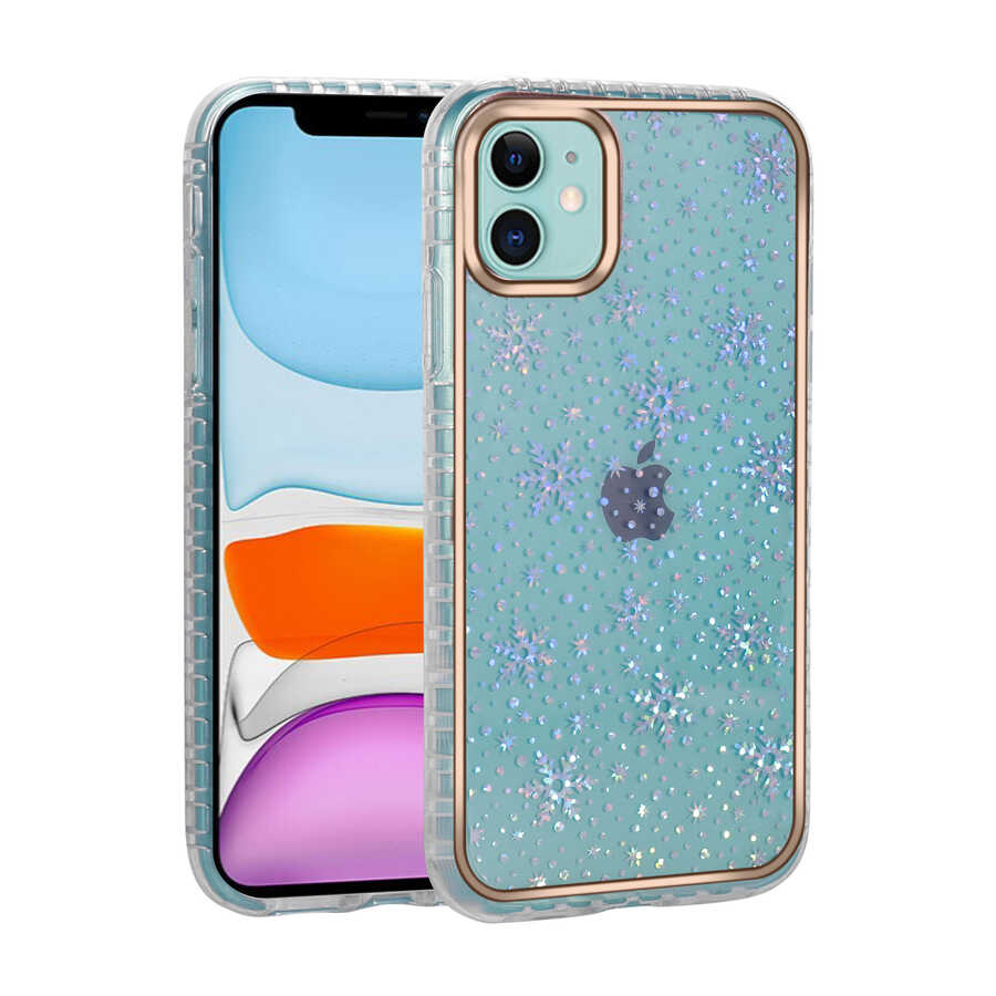 iPhone Uyumlu 11 Kılıf Desenli Parlayan Transparan Zore Avva Kapak-No13