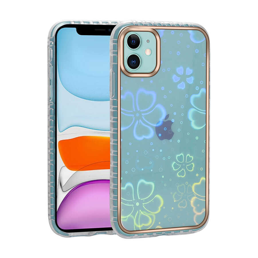 iPhone Uyumlu 11 Kılıf Desenli Parlayan Transparan Zore Avva Kapak-No5