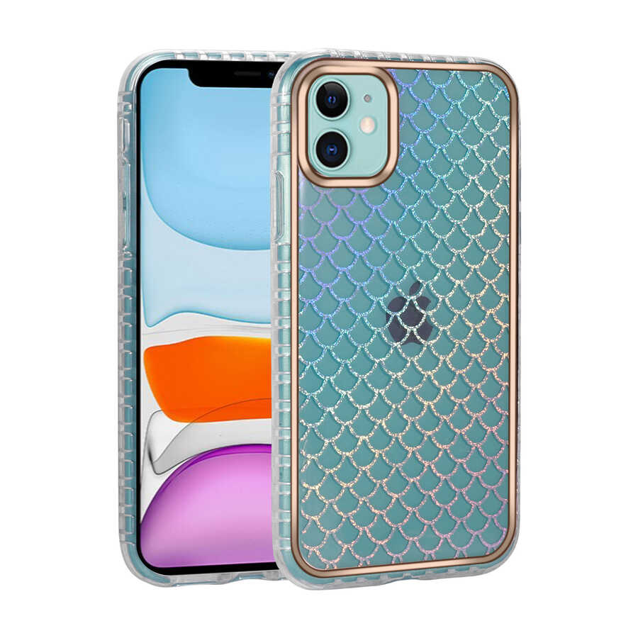 iPhone Uyumlu 11 Kılıf Desenli Parlayan Transparan Zore Avva Kapak-No9