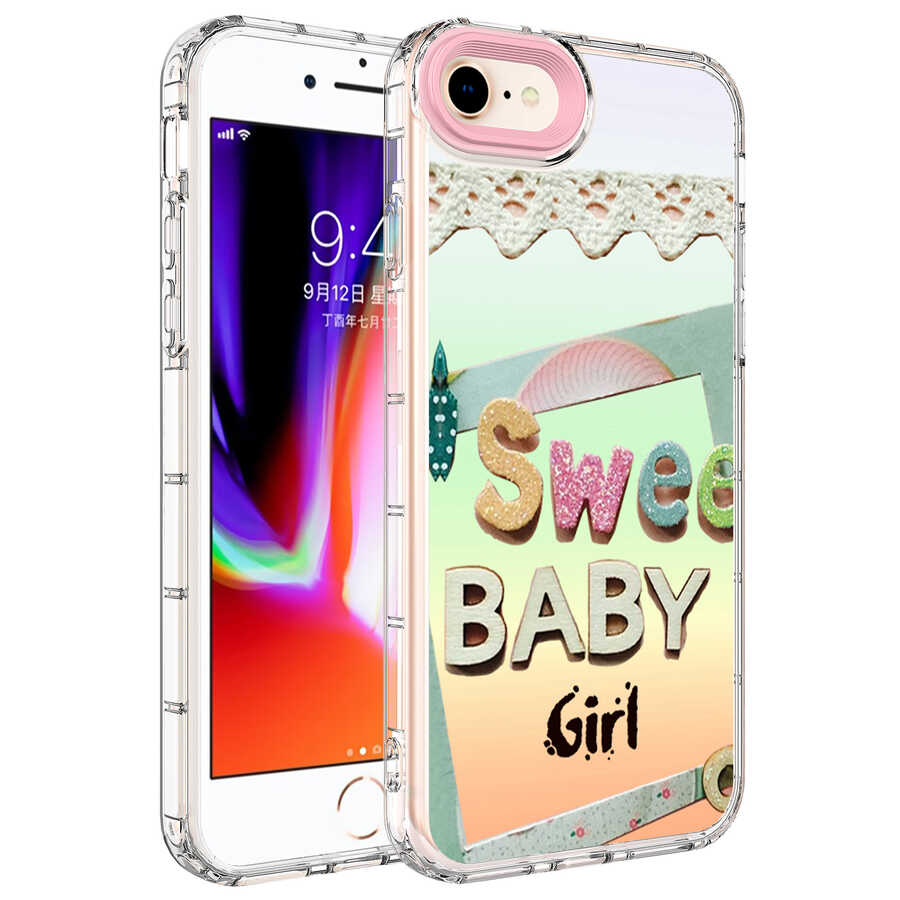 iPhone Uyumlu 7 Kılıf Kamera Korumalı Renkli Desenli Sert Silikon Zore Korn Kapak-No10