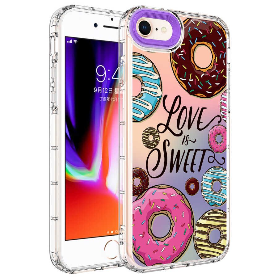 iPhone Uyumlu 7 Kılıf Kamera Korumalı Renkli Desenli Sert Silikon Zore Korn Kapak-No11