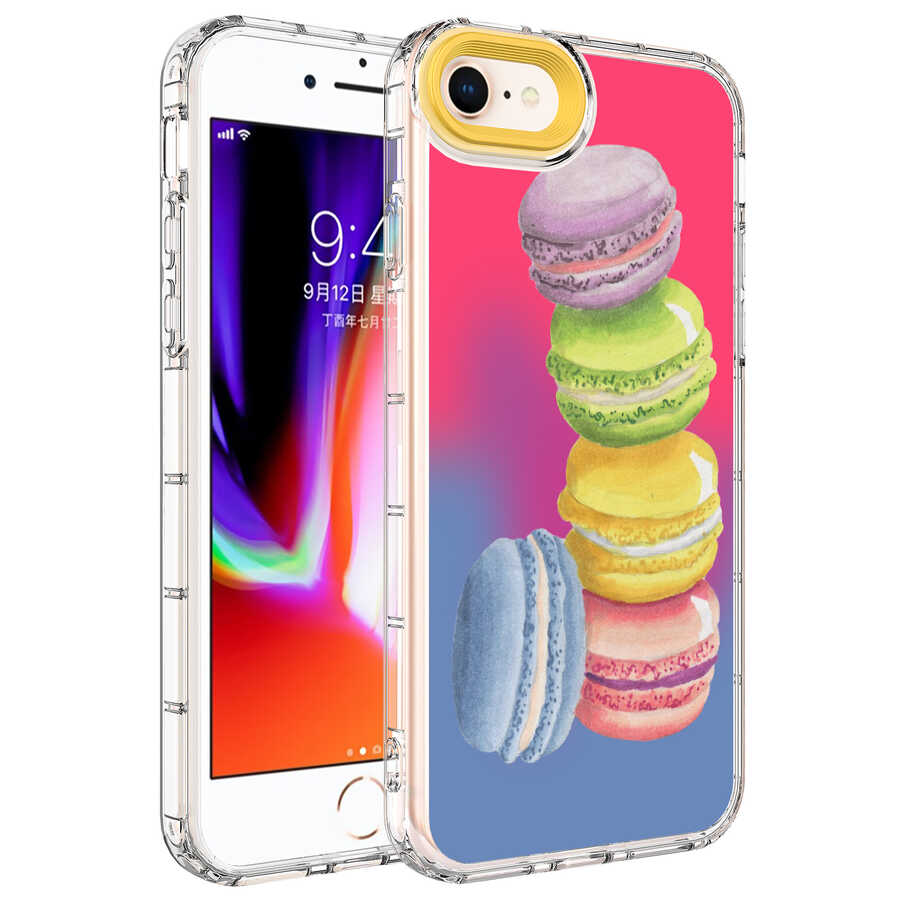 iPhone Uyumlu 7 Kılıf Kamera Korumalı Renkli Desenli Sert Silikon Zore Korn Kapak-No12