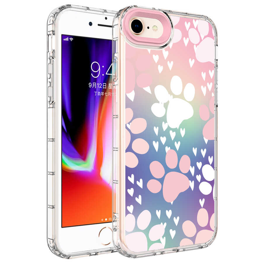 iPhone Uyumlu 7 Kılıf Kamera Korumalı Renkli Desenli Sert Silikon Zore Korn Kapak-No7