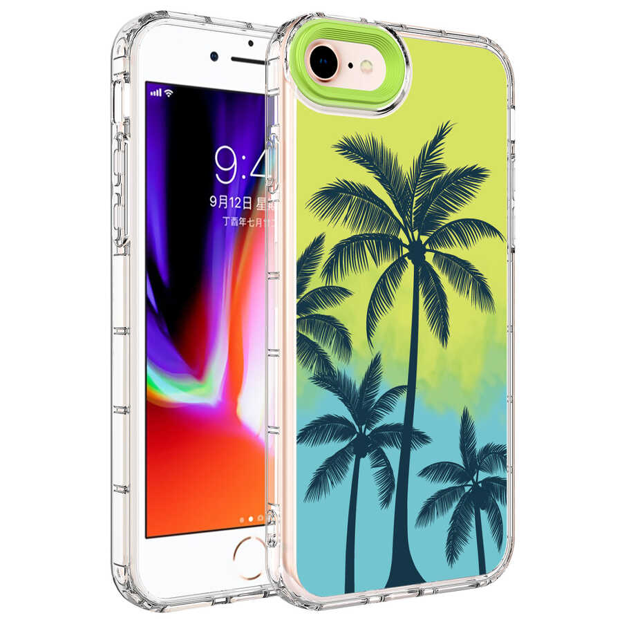 iPhone Uyumlu 7 Kılıf Kamera Korumalı Renkli Desenli Sert Silikon Zore Korn Kapak-No8