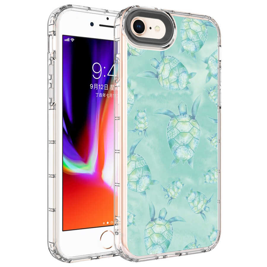 iPhone Uyumlu 8 Kılıf Kamera Korumalı Renkli Desenli Sert Silikon Zore Korn Kapak-No13